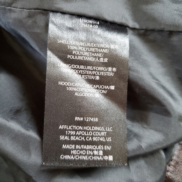 Affliction American Customs Motor Sports Leather Jacket, Sz 2XL - Picture 8 of 8